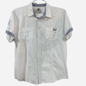 Ed Hardy Y2K Graphic Button Up Shirt USN Eagle Tattoo Men’s L